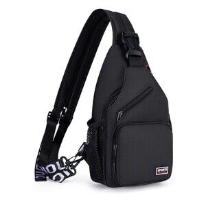 Black On Black Crossbody Backpack  Multi Pocket Adjustable Straps